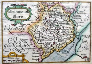 WALES MONMOUTHSHIRE c1627 BY VAN DEN KEERE MINIATURE SPEED GENUINE ANTIQUE MAP - Picture 1 of 4