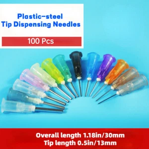 100pz Ago erogatore punta smussata precisione plastica-acciaio aghi bocca piatta - Foto 1 di 20