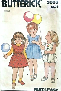 Vestido Butterick para niños pequeños años 70, jersey, patrón de mono 3688 talla 2 SIN CORTAR - Imagen 1 de 2