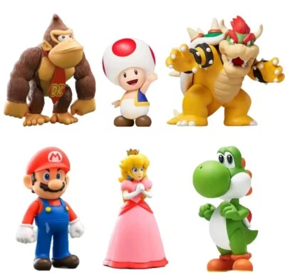 BANDAI Super Mario Action Figuren 10cm / Mario Luigi Peach Bowser Yoshi Toad Bowser