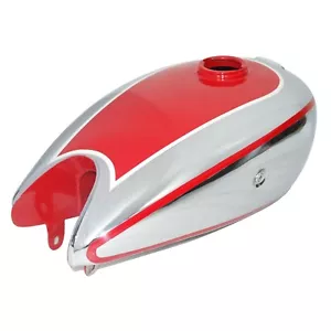 New Horex Regina Petrol Gas Fuel Tank Steel Chrome & Red Small Version ECs - Picture 1 of 8