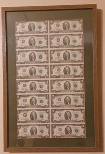 1976 Uncut Uncirculated Sheet of 16 STAR $2 Two Dollar Bills USA Currency Notes - Picture 1 of 10