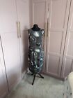 Laura Ashley Occasion Floral Silky Knee Length Grey Dress Size 14 Wedding Guest