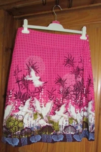Womens White Stuff Pink Leaf and Bird Design Skirt Reversible Size 10,nwot - Picture 1 of 2