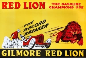 Póster Gilmore Red Lion 1939 gasolina vintage carreras de automóviles impresión artística - Imagen 1 de 2