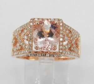 2Ct Oval Lab Created Morganite Women's Wedding Ring 14k Rose Gold Plated Silver - Picture 1 of 6