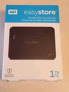 WD Easystore 1TB External USB 3.0 Portable HDD #WDBAJN0010BBK. Tested works. - Picture 1 of 7
