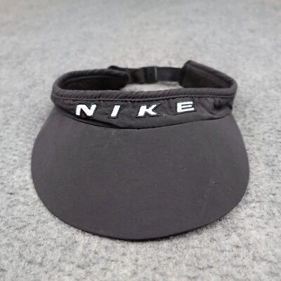 Vintage Nike Hat Cap Visor Black Tennis Golf Wide Brim Spell Out Pickleball 90s - Image 1 of 4
