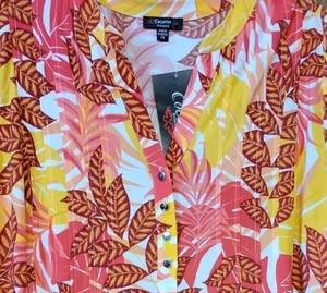 NWT Woman Plus COCOMO Button Down TOP Size 2X Orange & Yellow Floral Print NEW - Picture 1 of 4