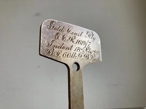 Vintage Engraved GOLD COAST RAILWAY Train Rail Guide Measure Railwayana - Picture 1 of 12