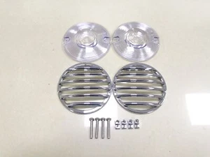 Clear Flat Turn Signal Lens Covers & Chrome Grills For Harley Road Glide King - Picture 1 of 9