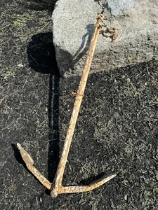 48"L Vintage Anchor w/ 24"W Flukes ~ Stock Bar 42"L, Weighs 37 lbs MAINE COAST - Picture 1 of 10
