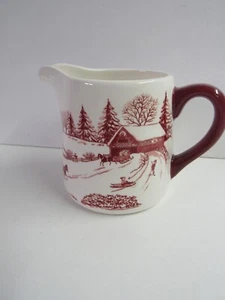 Bico Red And White Victorian Holiday Scene Pitcher Creamer Free Shipping - Picture 1 of 5