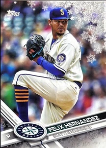 Tarjeta de béisbol 2017 Topps Walmart Holiday Silver Snowflake #65 Felix Hernández - Imagen 1 de 2