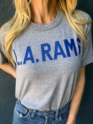 80s VINTAGE L.A. RAMS FOOTBALL PLAYER ISSUED TRAINING CAMP T-SHIRT MEN SZ M GRAY - Image 1 of 4