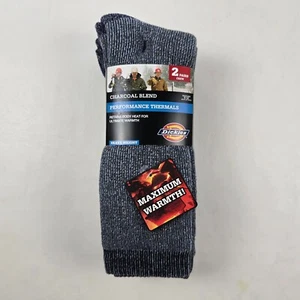 Dickies Men's Crew Socks Charcoal Blend Performance Thermal Heavy Weight 2 Pair - Picture 1 of 6