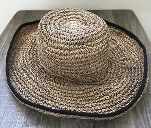 Dorfman Pacific Hat Woven Seagrass Beige Floppy One Sz Beach Sun Packable DPC - Picture 1 of 6