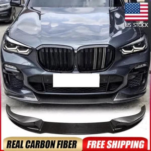 Fit For BMW X5 G05 M-SPORT 2019-22 REAL CARBON Front Bumper Lip Spoiler Splitter - Picture 1 of 15