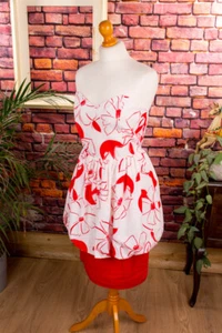 Vintage orig 80er Partykleid rot weiß trägerlos Korsage Sommerkleid 40 - Bild 1 von 7