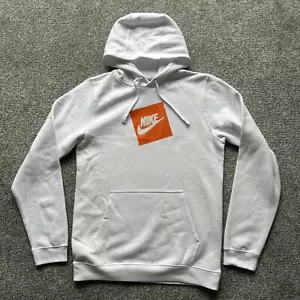 Nike Mens Size Small White Hoodie Orange Box Logo - See Description - BNWOT - Picture 1 of 8