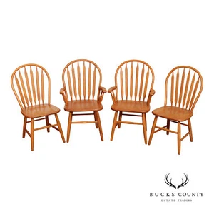 Traditional Set of Four Oak Windsor Dining Chairs - Picture 1 of 17