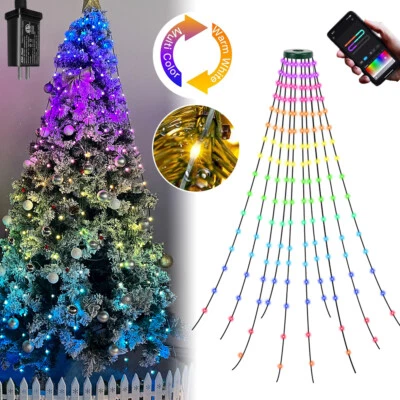200LED Christmas Tree Waterfall Light Color Changing String Fairy Indoor Outdoor - Image 1 of 4