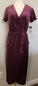 Vestido de cóctel midi envolvente manga corta borgoña Rachel Roy para mujer. Nuevo con etiquetas Talla S - Imagen 1 de 2