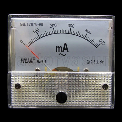 AC 500mA Analog Panel AMP Current Meter Ammeter Gauge 85L1 0-500mA AC White  - Image 1 of 4