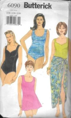 Butterick #6090 Swimsuit Skirted Suit Sarong Size 16W-20W  - Image 1 of 2