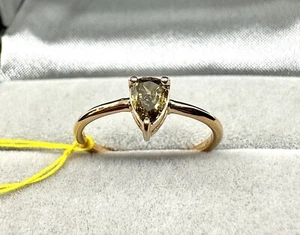 Verlobungsring mit fancy Diamant in 585 / 14 Karat Roségold GIL Zertifikat - Bild 1 von 4