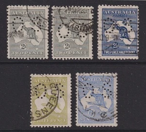 AUSTRALIA 1915-18: 3rd wmk ROOS perf OS B&W cv $190 · see full description - Bild 1 von 2