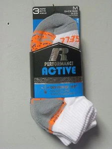 Russell Performance Active 3-Pairs Boys Ankle Socks Size M (9-2.5) White/Gray - Picture 1 of 1