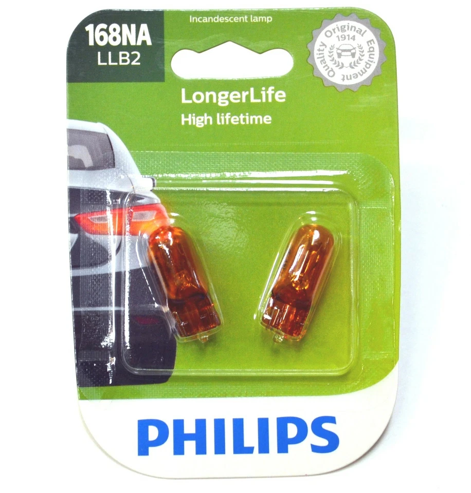 Philips LongerLife 168NA 5W Dos Bombillas Luz Marcadora Lateral Frontal Repuesto DOT Foto 1 de 4