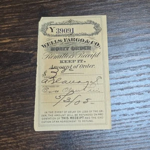 Antique Wells Fargo & Co. Money Order Remitter's Receipt - Picture 1 of 7