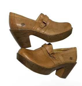 Born Plateau Leder Clog 90,s y2k Retro Hippie Boho hellbraun Farbe Damen Gr. 11 - Bild 1 von 15