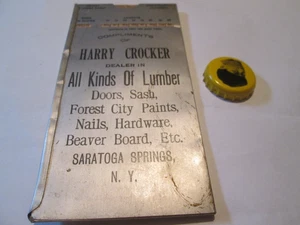 VTG HARRY CROCKER TIN Carpenter Pocket LUMBER Scale SARATOGA SPRINGS NEW YORK - Picture 1 of 2