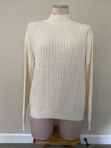 Maglione donna Studio Works taglia L maglia cavo finto collo panna avorio pullover nuovo con etichette - Foto 1 di 13