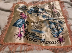 Vintage 1940er Aloha Hawaii Inseln Frau Souvenir 16" Kissenhülle Fransen - Bild 1 von 6