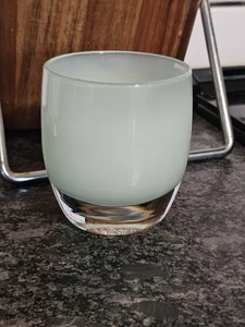 GLASSYBABY Mint Green Votive Holder THANK YOU Hand Blown Glass Pre-Triskelion - Picture 1 of 4