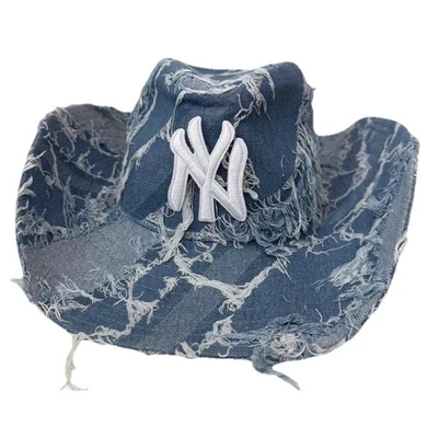 New York Yankees NY Rhinestone Distressed Denim Cowboy Hat - Image 1 of 3