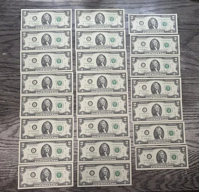 24-Uncirculated Two dollar bills ($2) Notes 2013 Consecutive/Sequential numbers  - Image 1 of 2