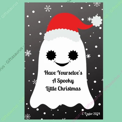 E TAYLOR ART Personalised Ghost Christmas Card Spooky Little Goth Gothic Ghoul Multipack Opt