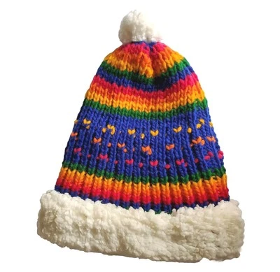 Gorro Hecho a Mano 100% Lana ALPACA Tejido con Cable Unisex Adulto Azul Fair Isle Nuevo Foto 1 de 2