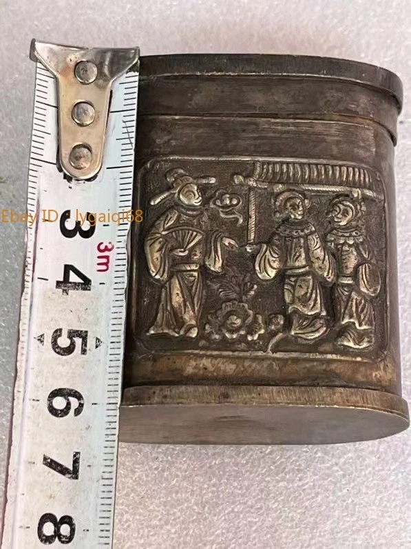 Антикварная народная табачная шкатулка персонаж суда состаренный старый курительный аксессуар - Изображение 1 из 4