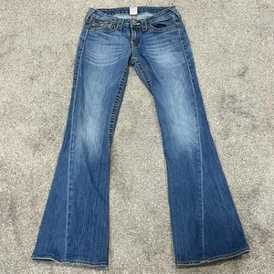 True Religion Jeans Womens 29 Joey Big T Twisted Seam Flare Flap Pockets 29x32 - Picture 1 of 24