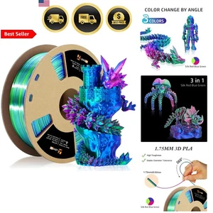 3D Drucker Filament Tricolor PLA Seide Regenbogen Filament 1,75mm Mehrfarbig - Bild 1 von 8