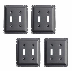 4 Switchplate Black Steel Double Toggle | Renovator's Supply - Picture 1 of 7