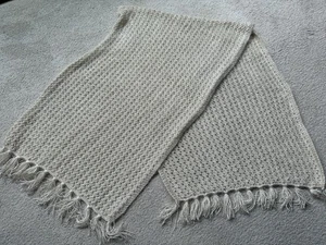 Light Gold Beige Soft Acrylic Scarf Winter Warm Scarves Cover Up Shawl Handmade - Picture 1 of 11