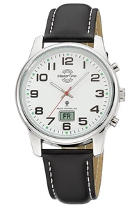 MASTER TIME Herren-Funkuhr mit schwarzem Lederarmband MTGA-10814-12L - Picture 1 of 2
