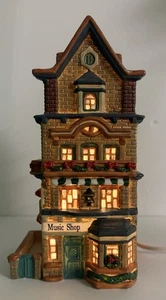 VTG Music Shop Christmas Village Porcelain Light Dickens Collectables Keepsake - Picture 1 of 9
